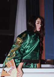 Robe kimono verte pour femme