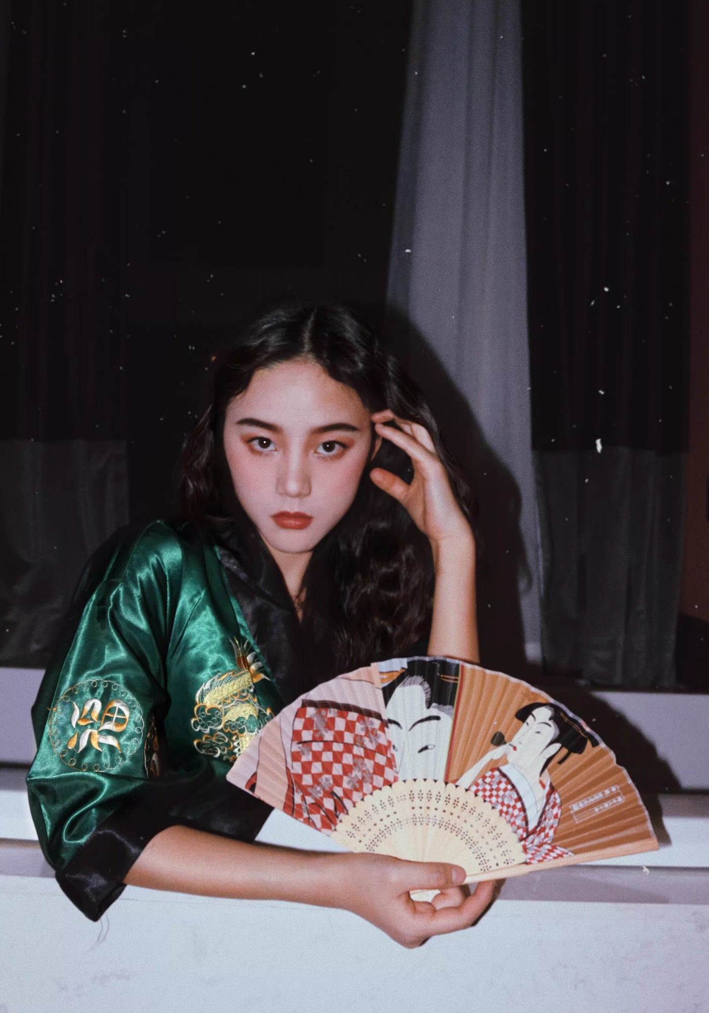 Robe kimono verte pour femme