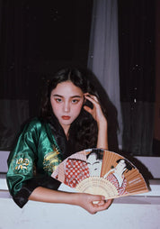 Robe kimono verte pour femme