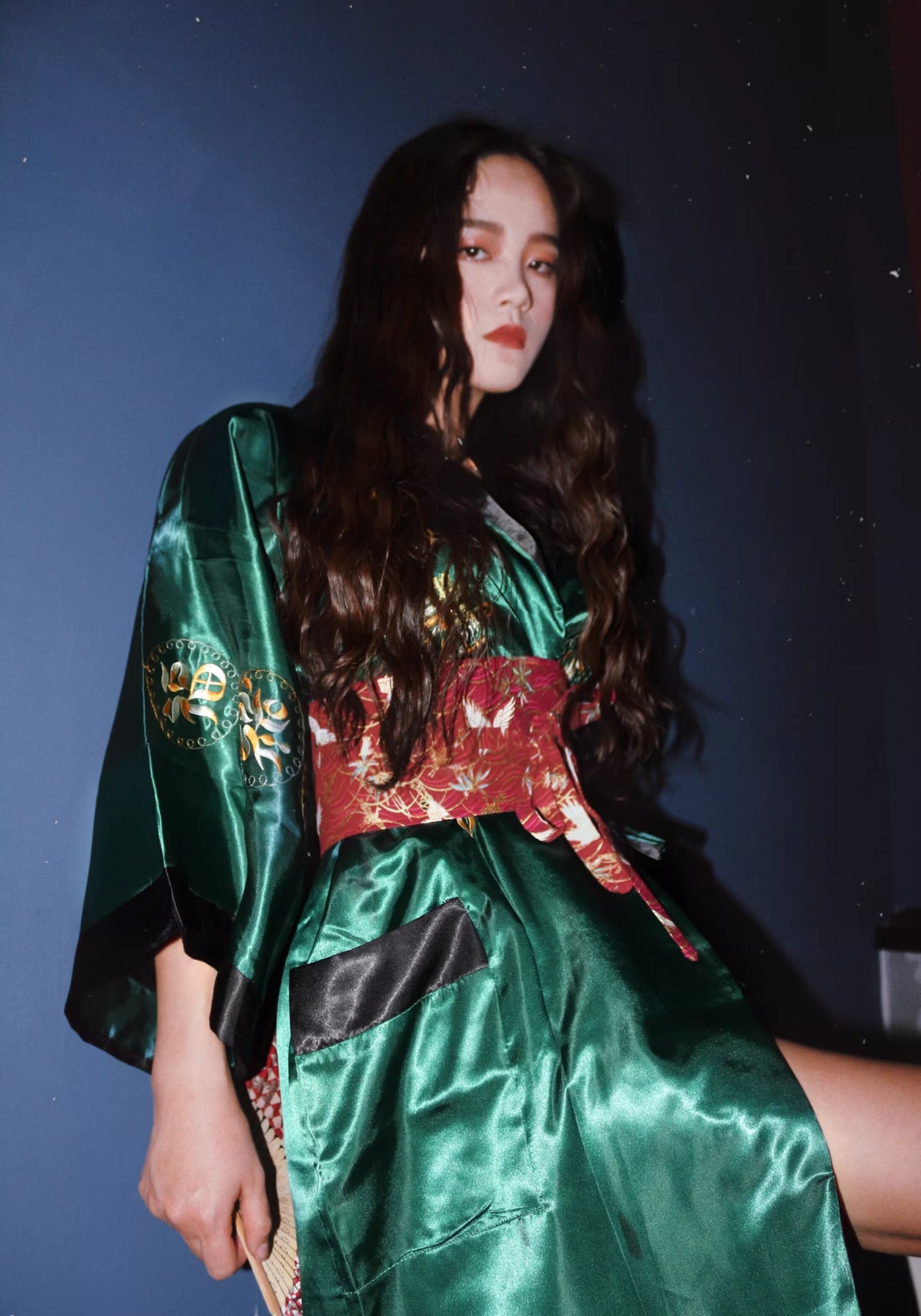 Robe kimono verte pour femme