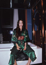 Robe kimono verte pour femme