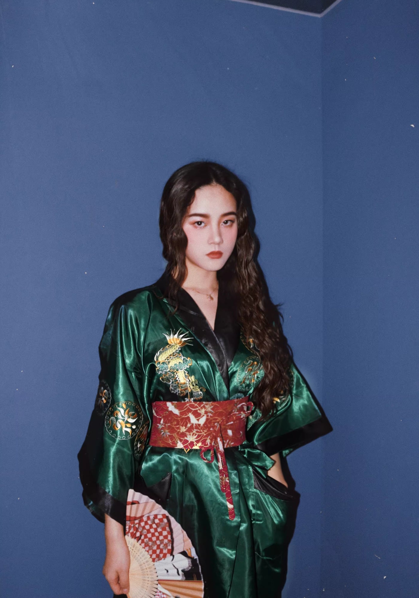 Robe kimono verte pour femme