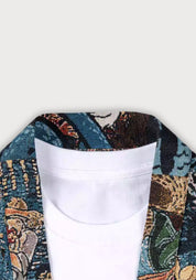 Veste kimono à motifs en jacquard