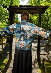 Veste kimono à motifs en jacquard