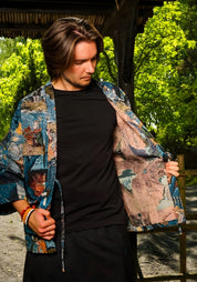 Veste kimono à motifs en jacquard