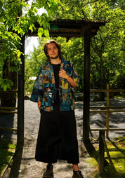 Veste kimono à motifs en jacquard