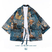 Veste kimono à motifs en jacquard