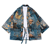 Veste kimono à motifs en jacquard