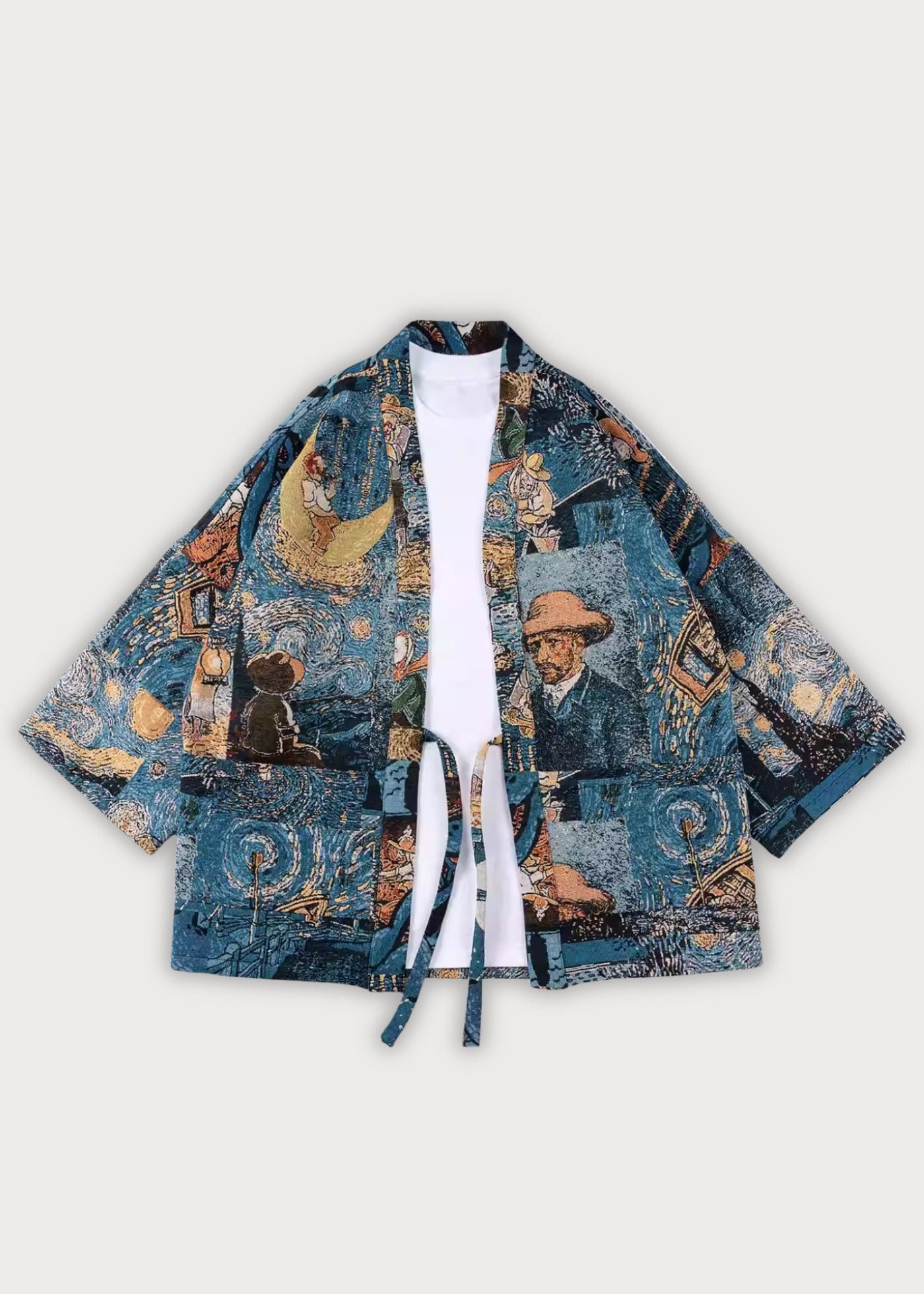 Veste kimono à motifs en jacquard