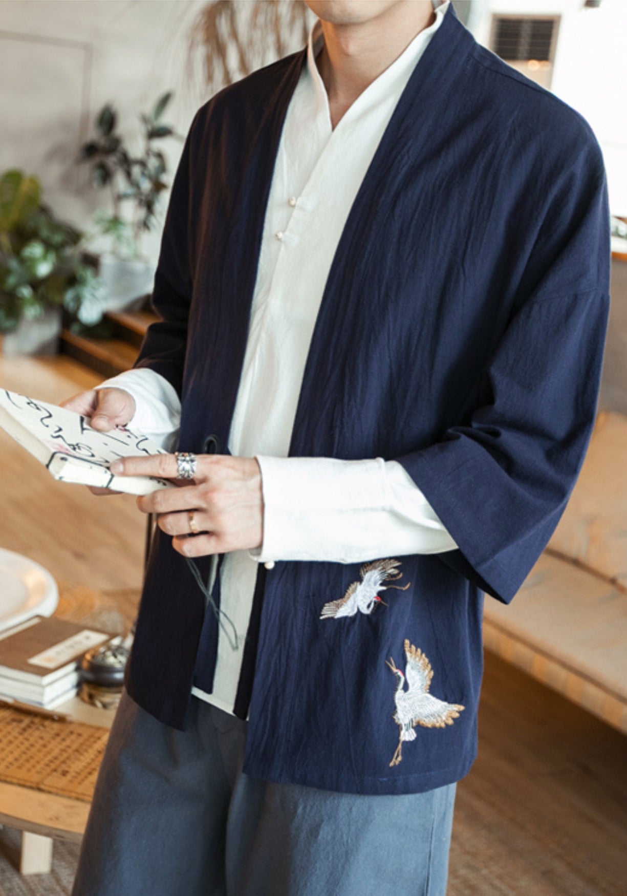 veste kimono bleu Faucon céleste