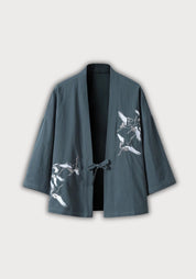 Veste kimono brodée bleu clair avelin