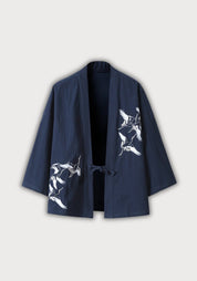 Veste kimono brodée bleu marine avelin