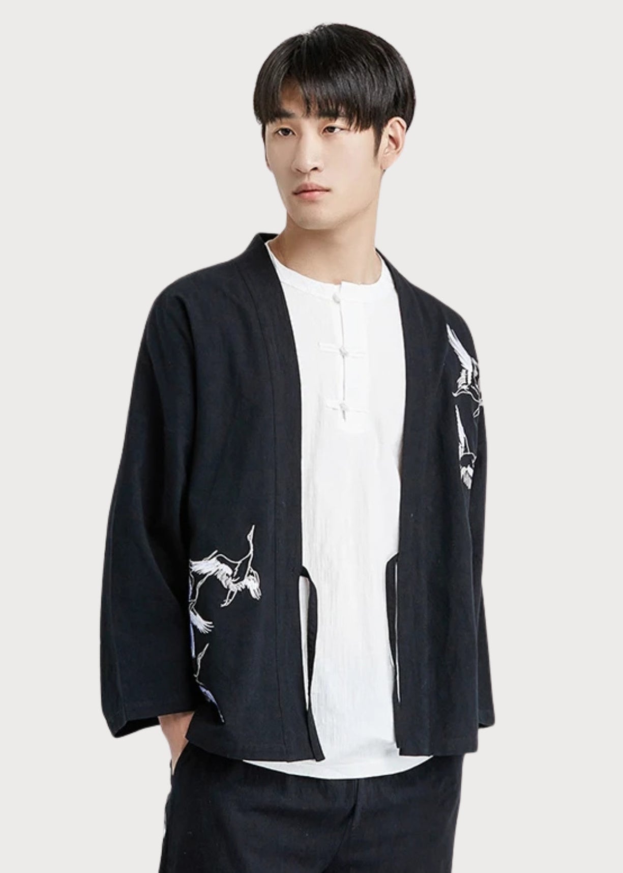 Veste kimono brodée noir avelin