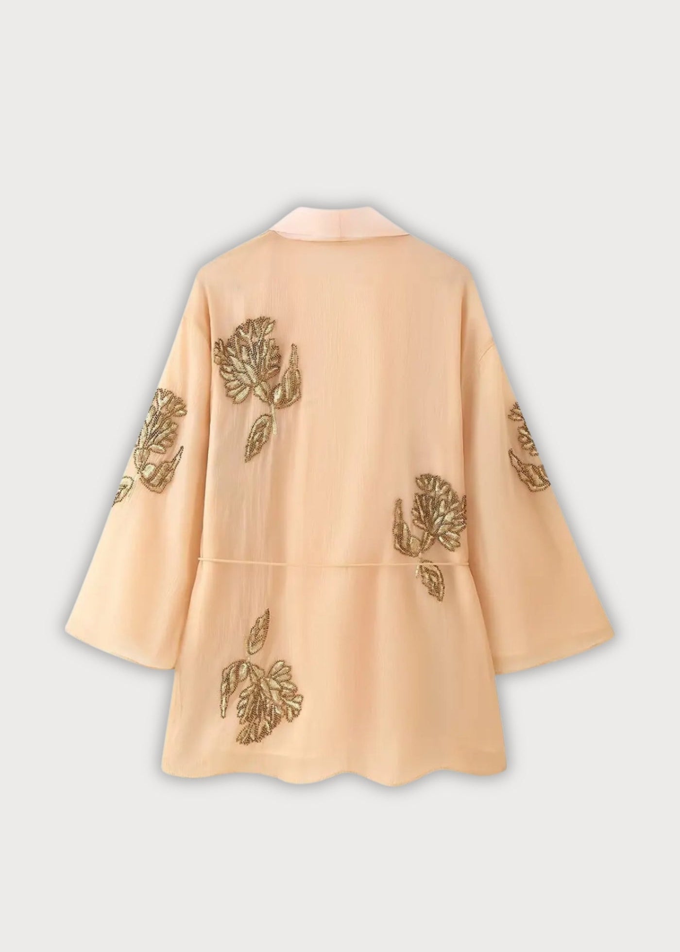 Veste kimono femme | Beige Brodée