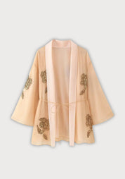 Veste kimono femme | Beige Brodée Nude / S