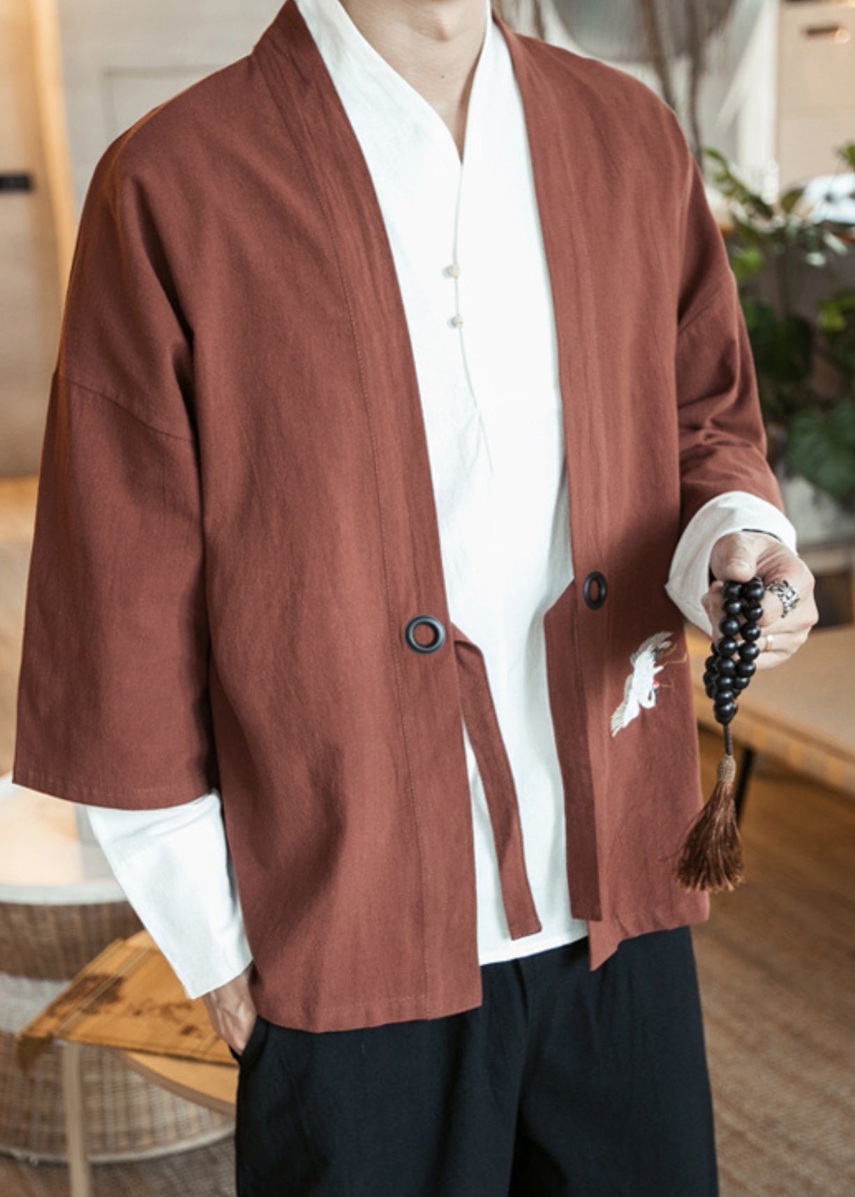 veste kimono marron Faucon céleste
