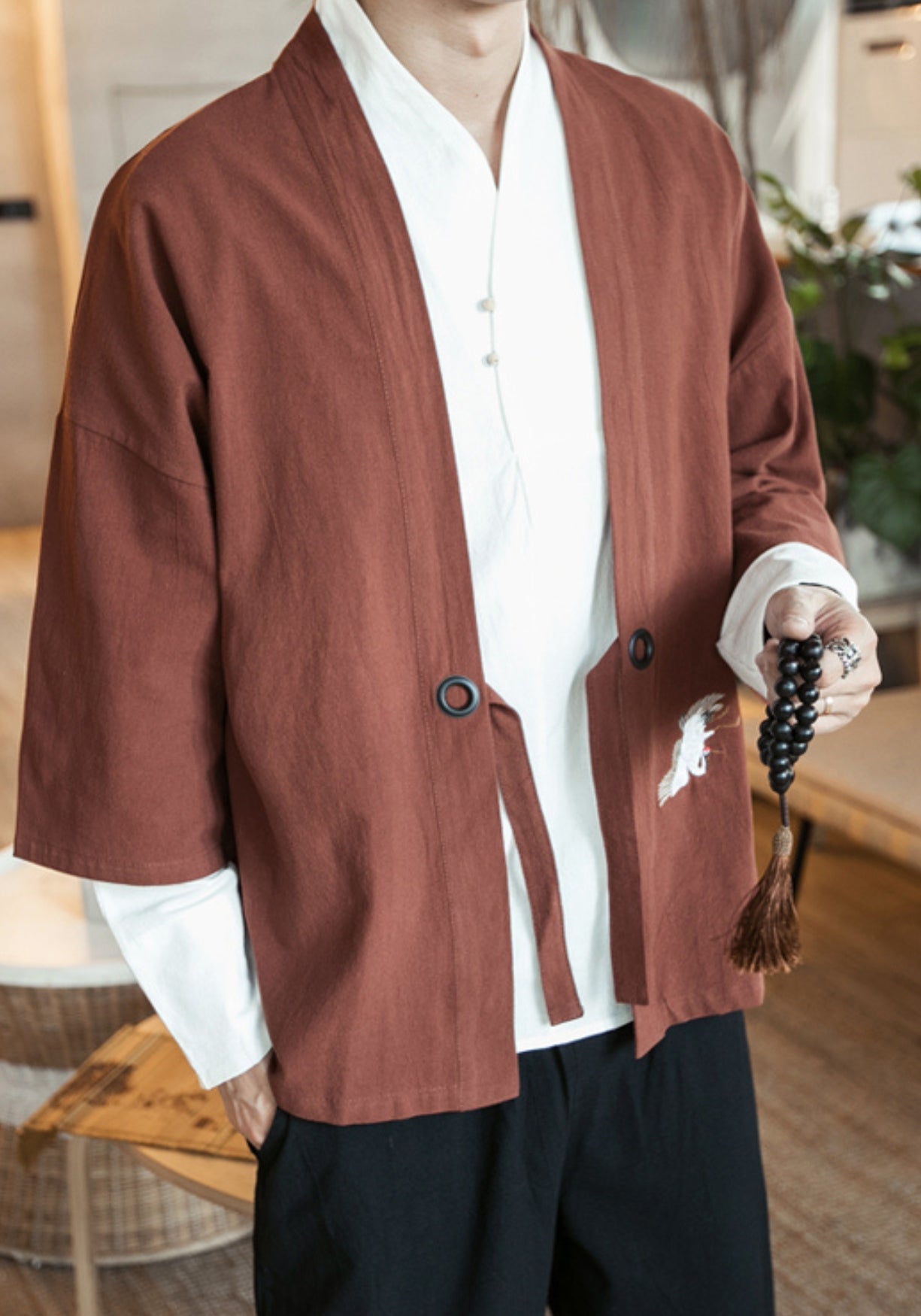 veste kimono marron Faucon céleste