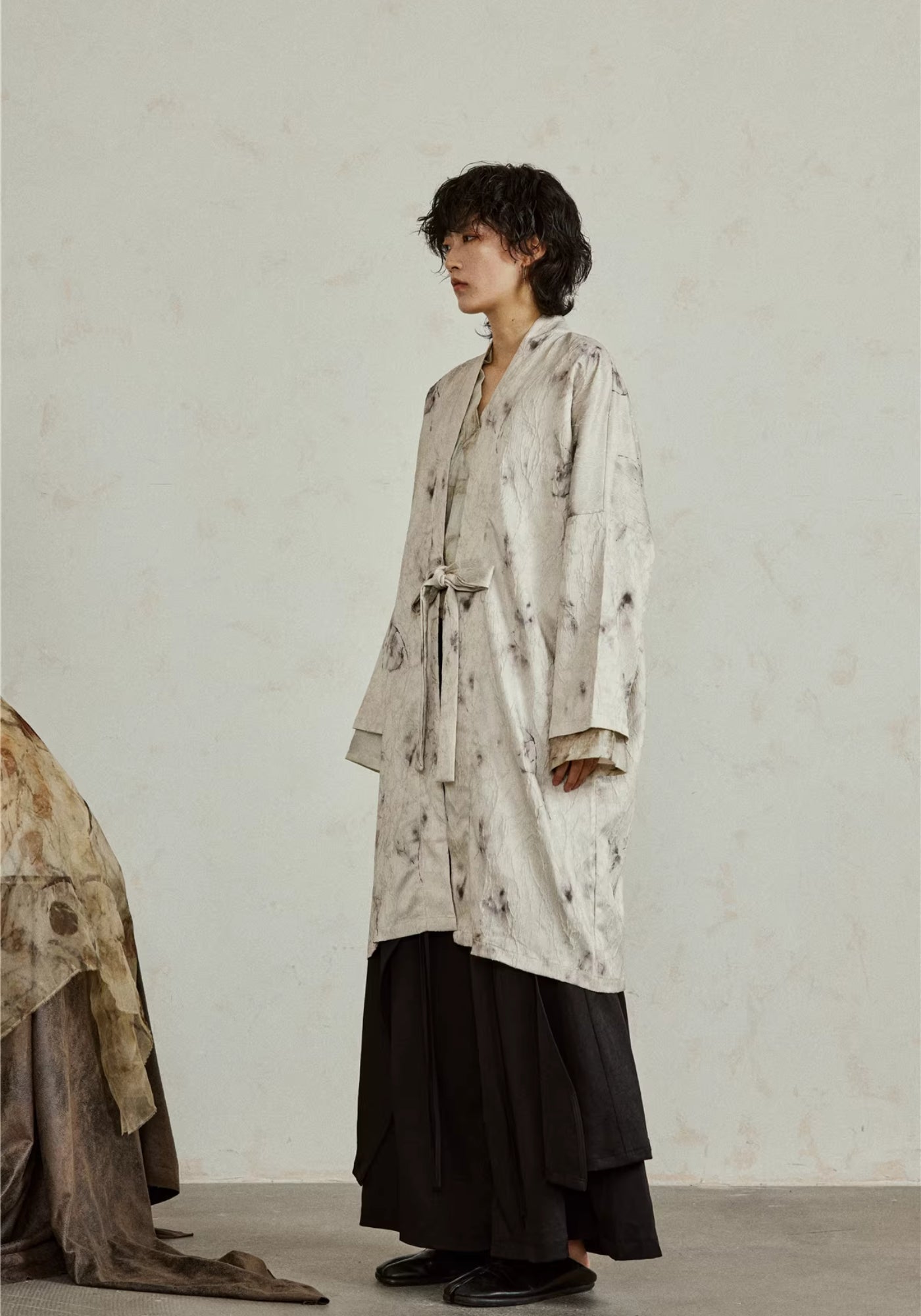 Veste kimono mi-longue blanche