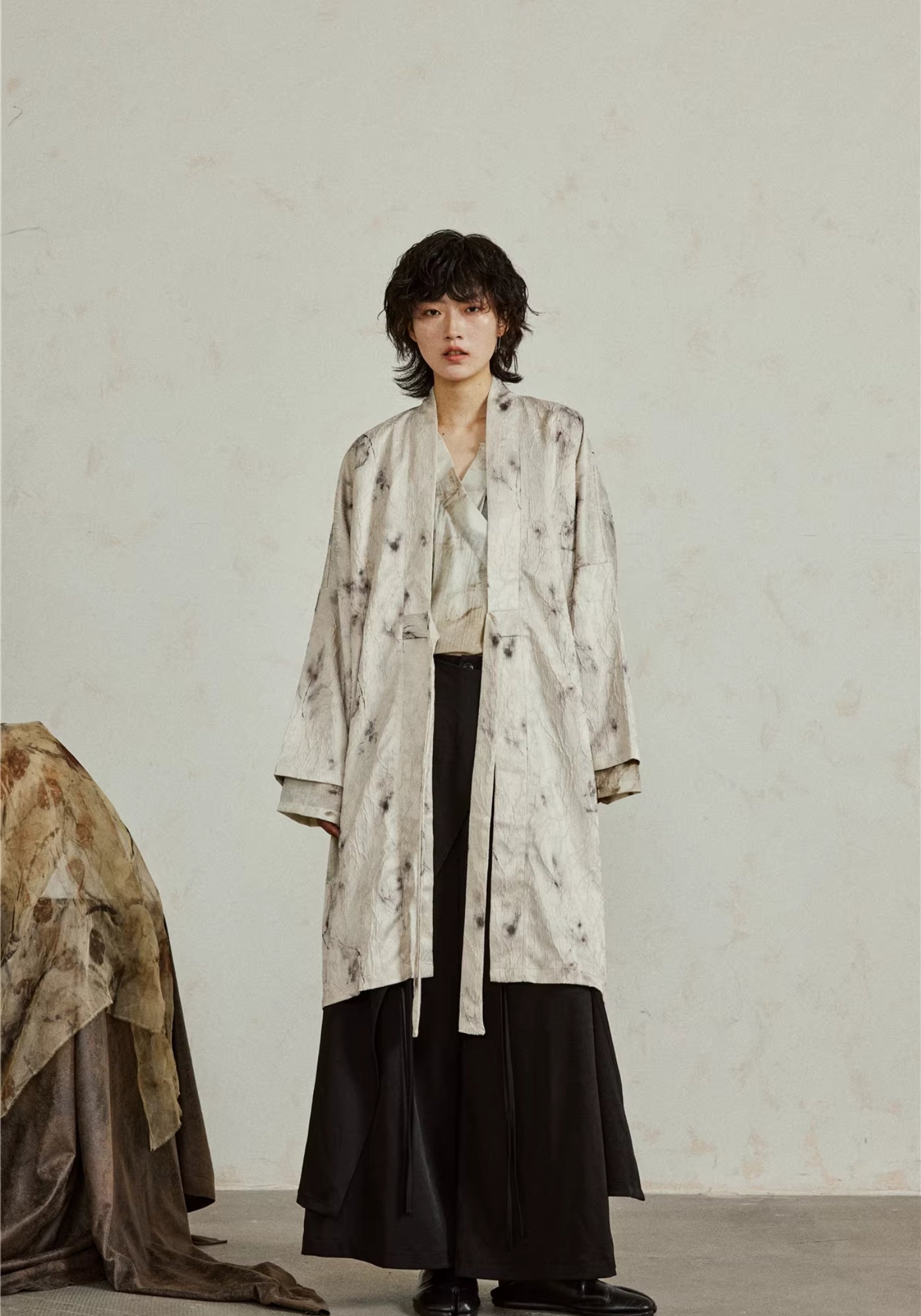 Veste kimono mi-longue blanche