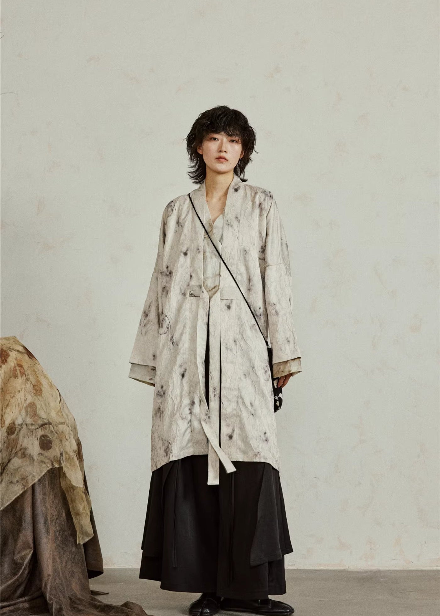 Veste kimono mi-longue blanche