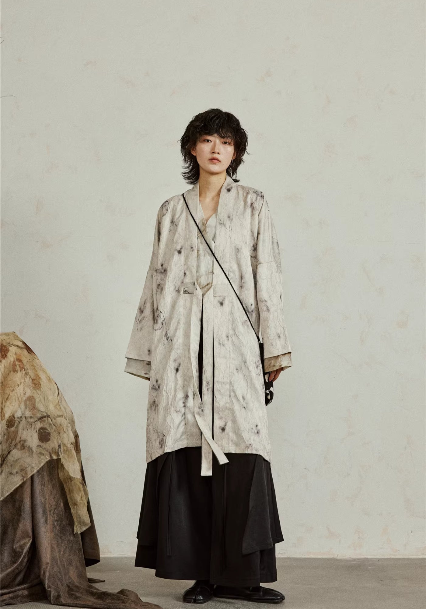 Veste kimono mi-longue blanche