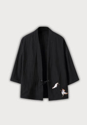 Veste kimono noir Faucon céleste