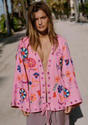 Veste Kimono Rose Femme