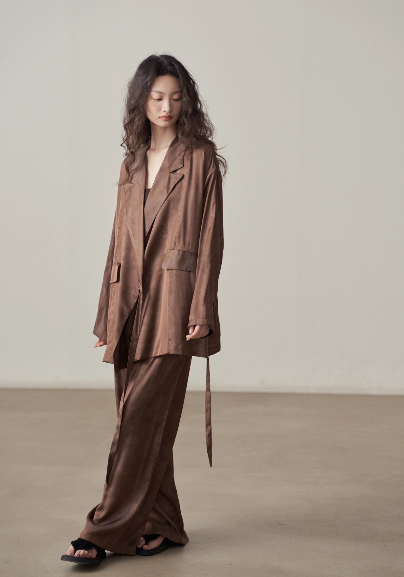 Veste kimono satinée femme | coupe fluide