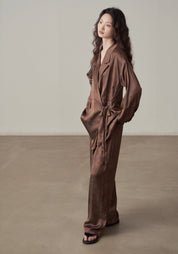 Veste kimono satinée femme | coupe fluide