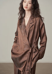 Veste kimono satinée femme | coupe fluide